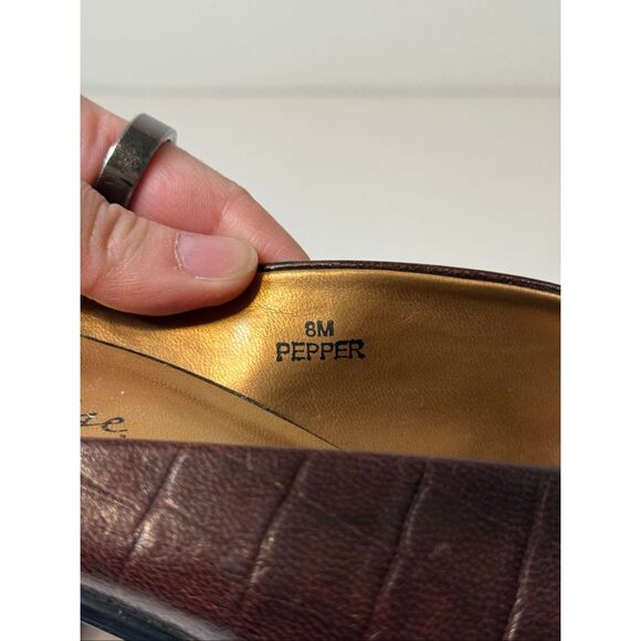 Vintage 90s Y2K Marquise Brown Pepper Slip On Mule Heels Size 8 - Picture 9 of 10